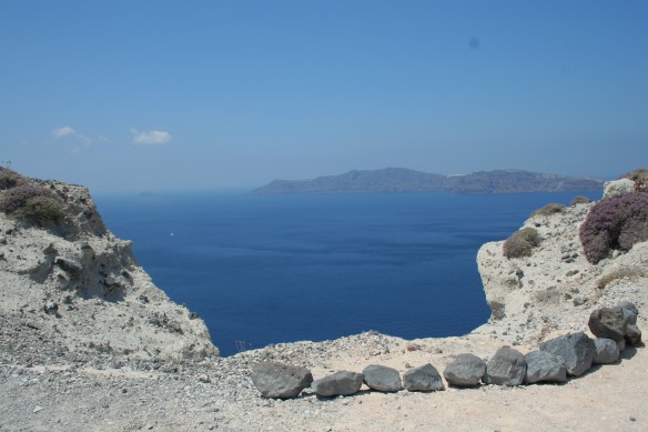 A view of the caldera on the hike from Oia to Fira